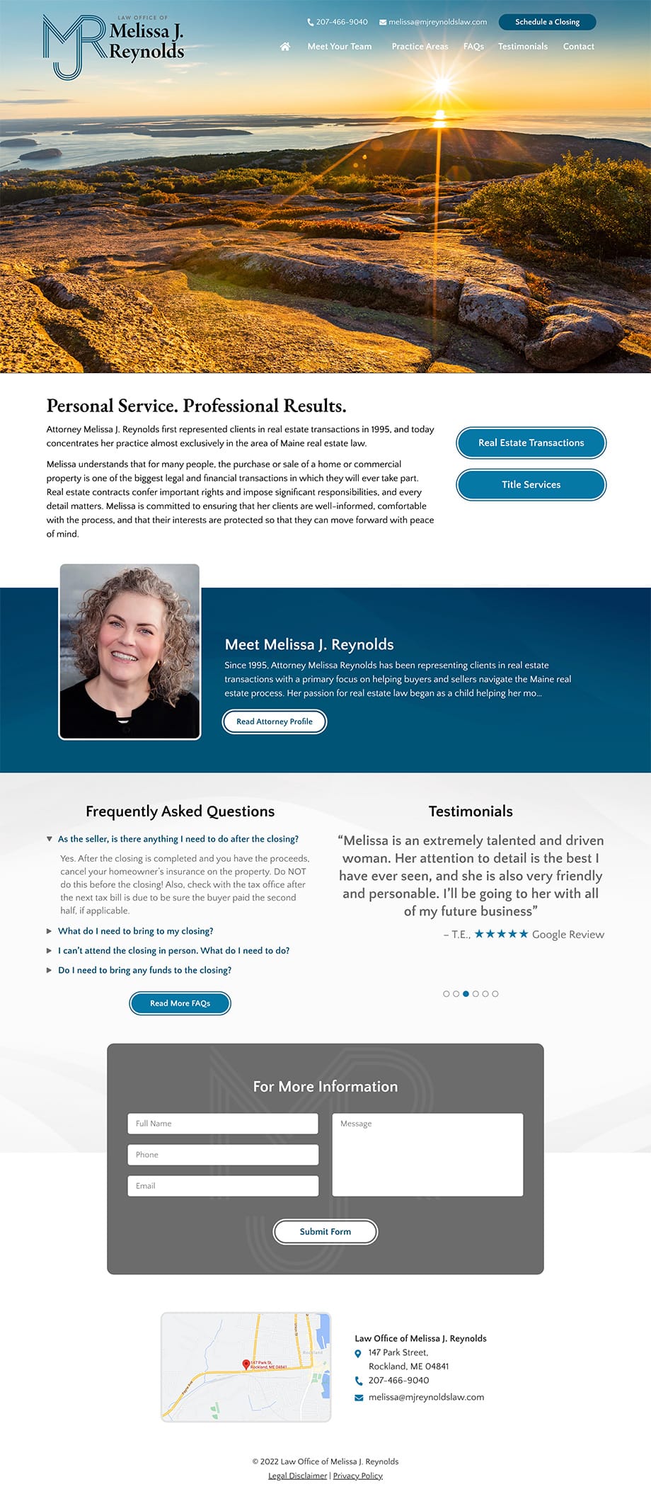 Law Firm Website Design for Law Office of Melissa J. Reynolds