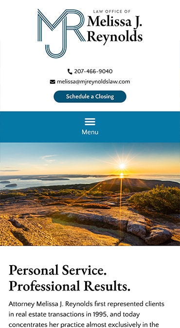 Responsive Mobile Attorney Website for Law Office of Melissa J. Reynolds