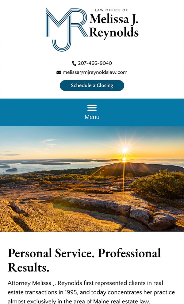 Mobile Friendly Law Firm Webiste for Law Office of Melissa J. Reynolds