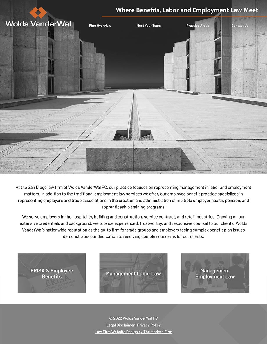 Law Firm Website Design for Wolds VanderWal PC