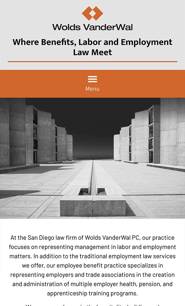 Mobile Friendly Law Firm Webiste for Wolds VanderWal PC