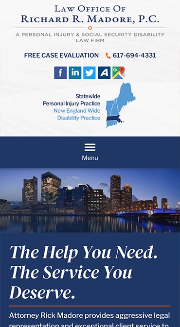 Responsive Mobile Attorney Website for Law Office of Richard R. Madore, P.C.