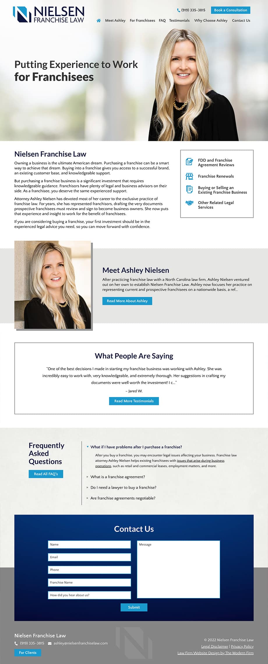 Law Firm Website Design for Nielsen Franchise Law