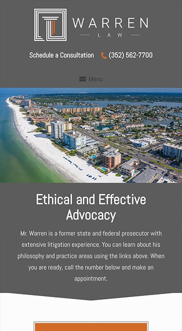 Responsive Mobile Attorney Website for Warren Law Firm, PLLC