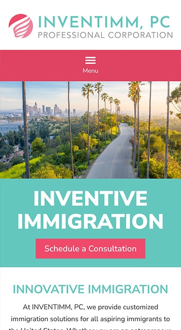 Responsive Mobile Attorney Website for INVENTIMM, PC