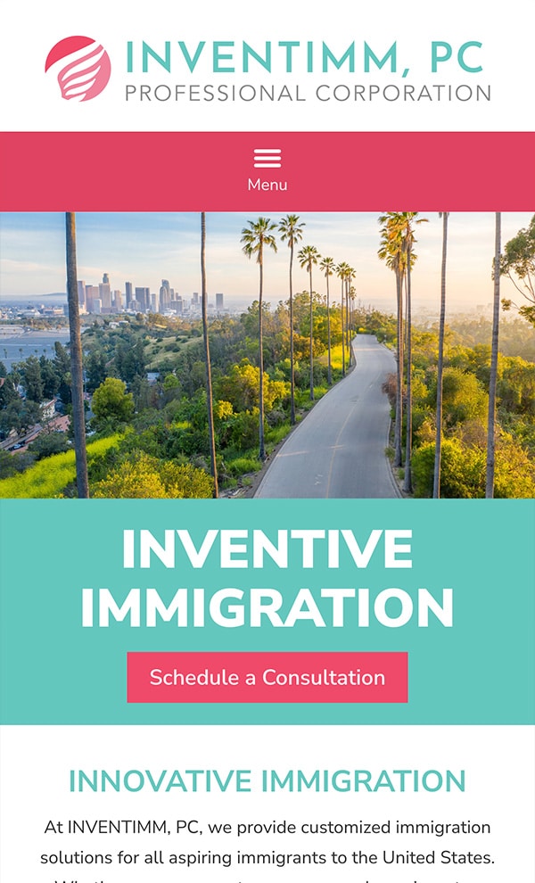 Mobile Friendly Law Firm Webiste for INVENTIMM, PC