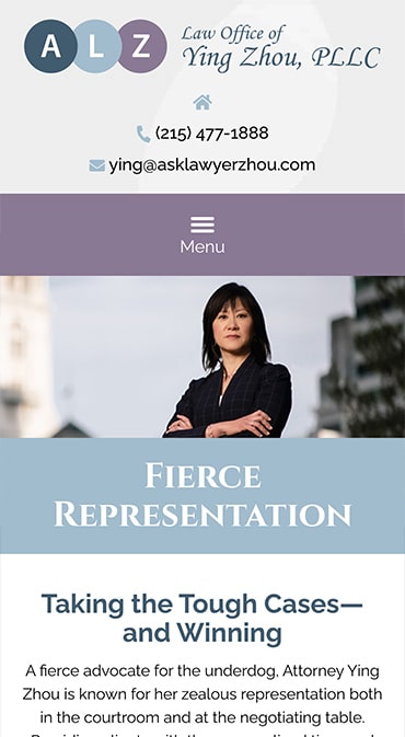 Responsive Mobile Attorney Website for Law Office of Ying Zhou, PLLC