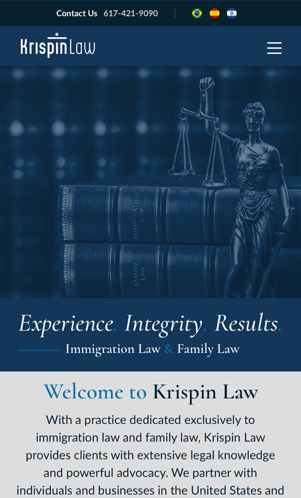 Mobile Friendly Law Firm Webiste for Krispin Law, PC