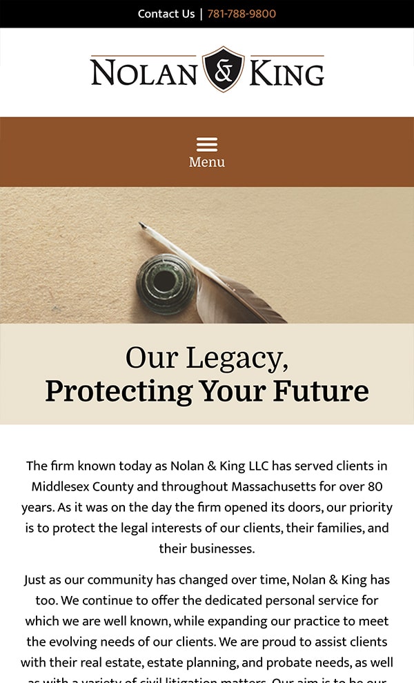 Mobile Friendly Law Firm Webiste for Nolan & King LLC