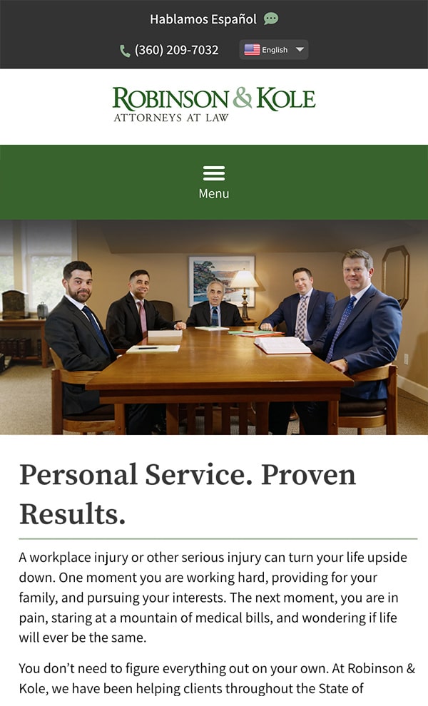 Mobile Friendly Law Firm Webiste for Robinson & Kole