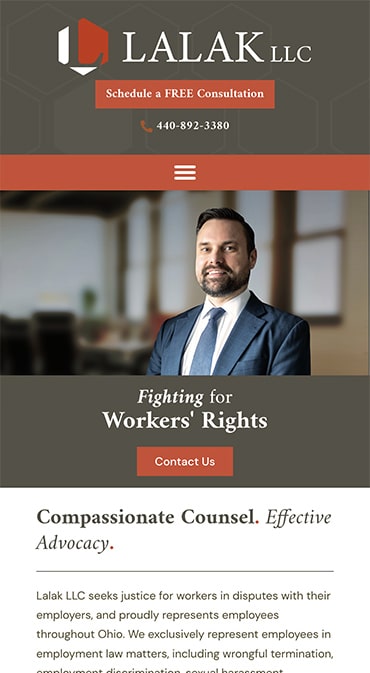 Responsive Mobile Attorney Website for Lalak LLC