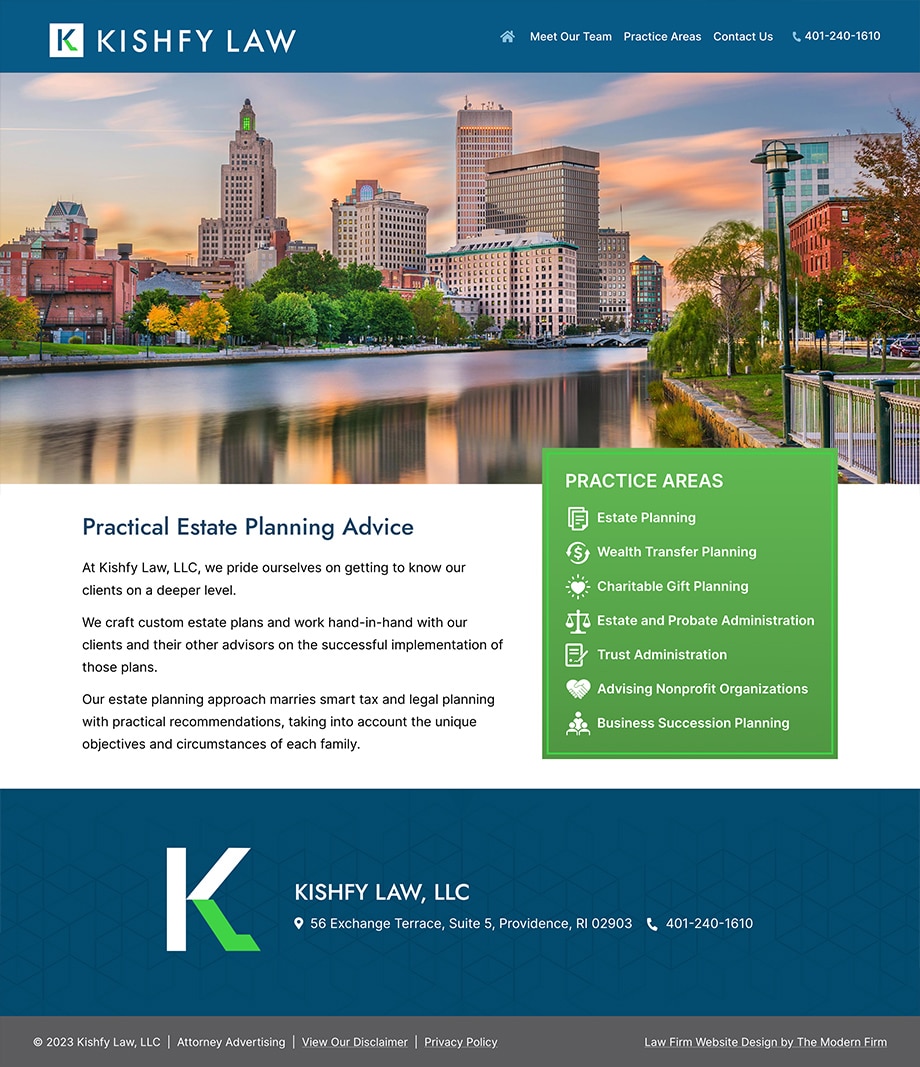 Law Firm Website Design for Kishfy Law, LLC