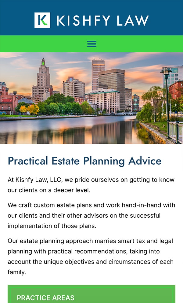 Mobile Friendly Law Firm Webiste for Kishfy Law, LLC