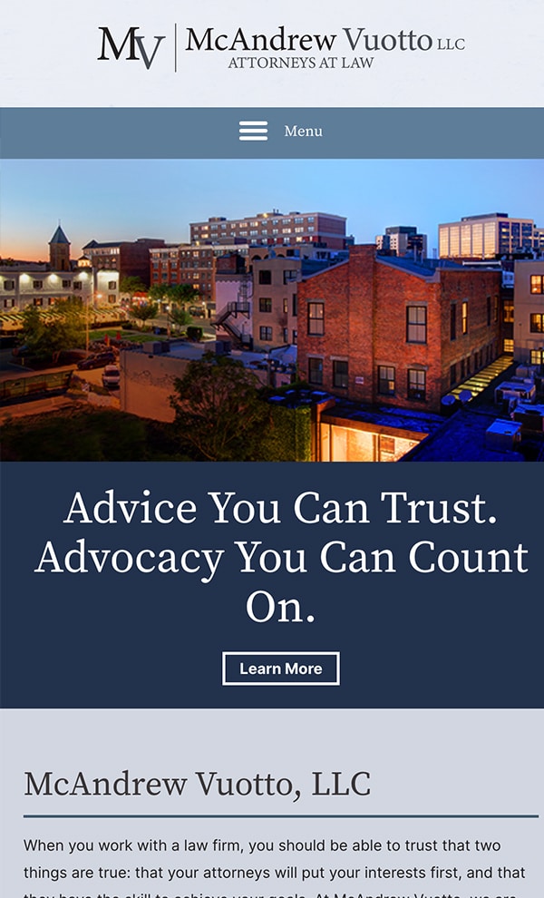 Mobile Friendly Law Firm Webiste for McAndrew Vuotto, LLC