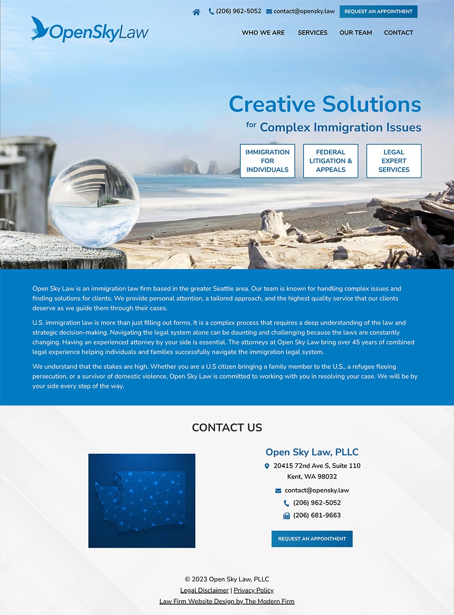 Law Firm Website Design for Open Sky Law, PLLC