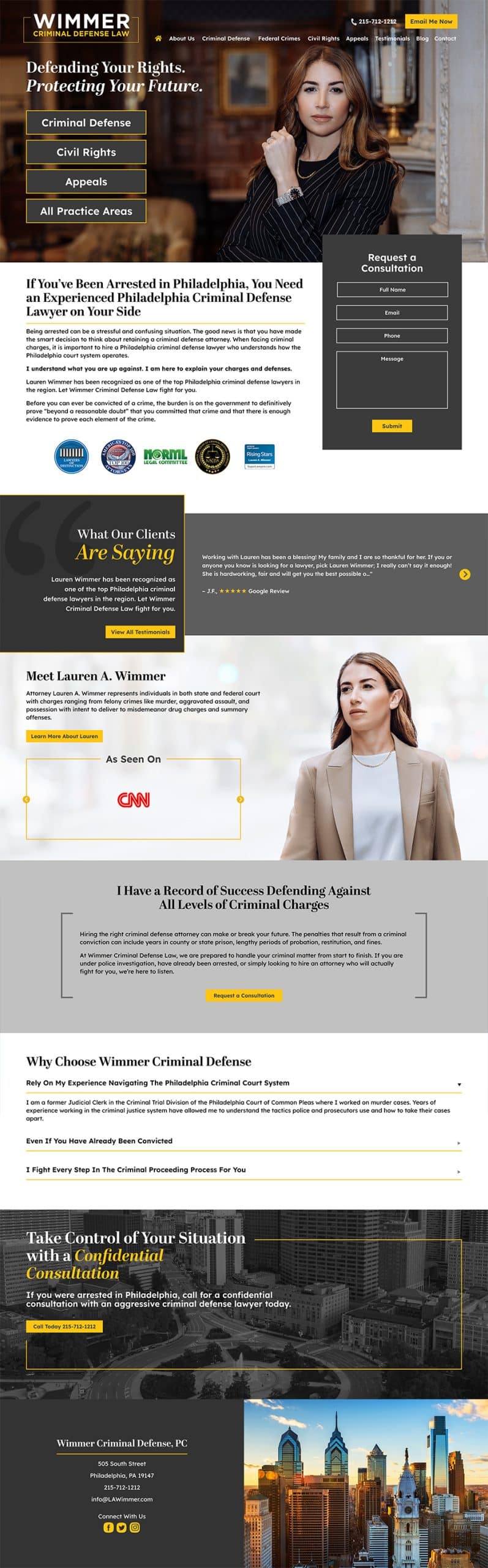 Law Firm Website Design for Wimmer Criminal Defense, PC