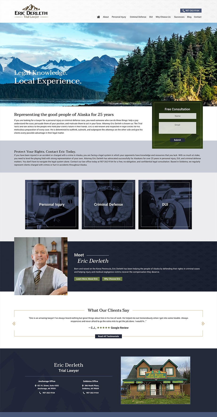 Law Firm Website Design for Eric Derleth - Trial Lawyer, Inc.