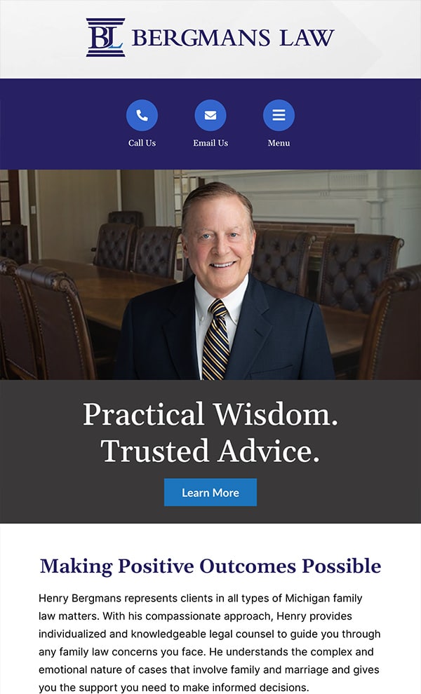 Mobile Friendly Law Firm Webiste for Bergmans Law P.C.