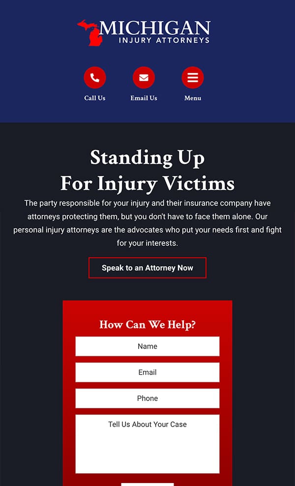 Mobile Friendly Law Firm Webiste for Michigan Injury Attorneys