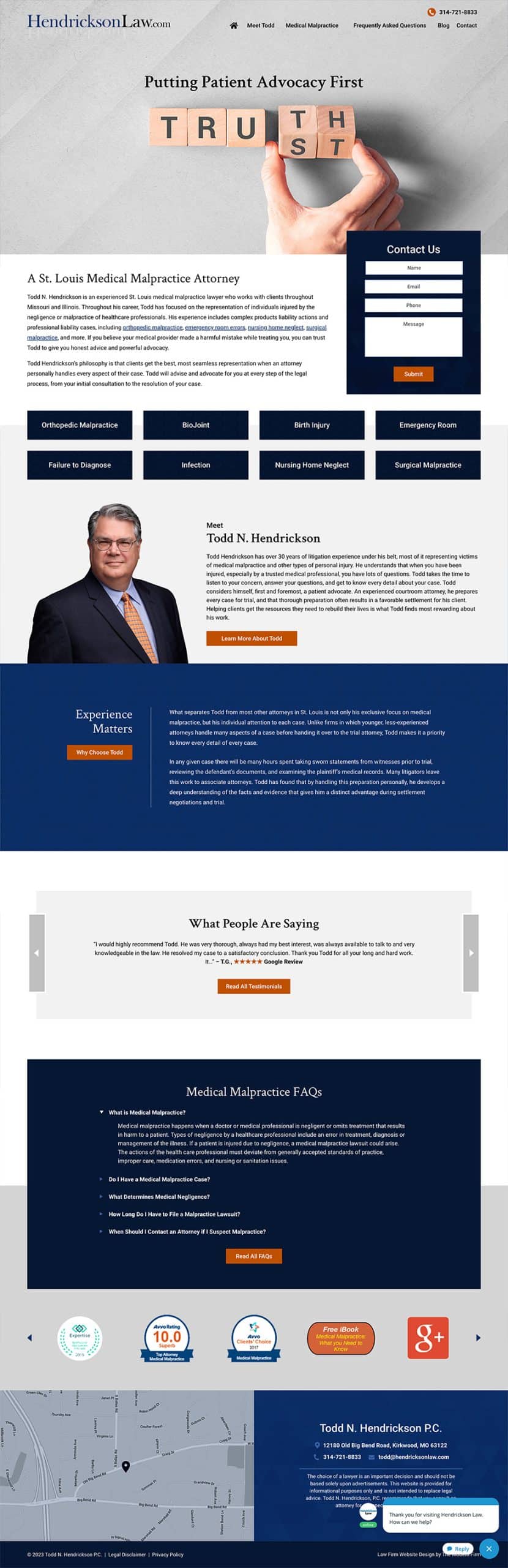 Law Firm Website Design for Todd N. Hendrickson P.C.