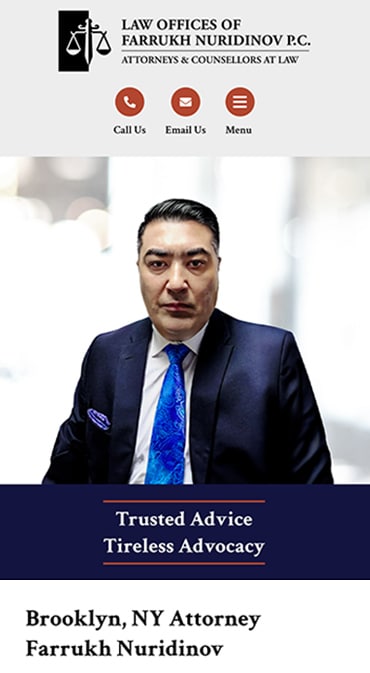 Responsive Mobile Attorney Website for The Law Offices of Farrukh Nuridinov, P.C.