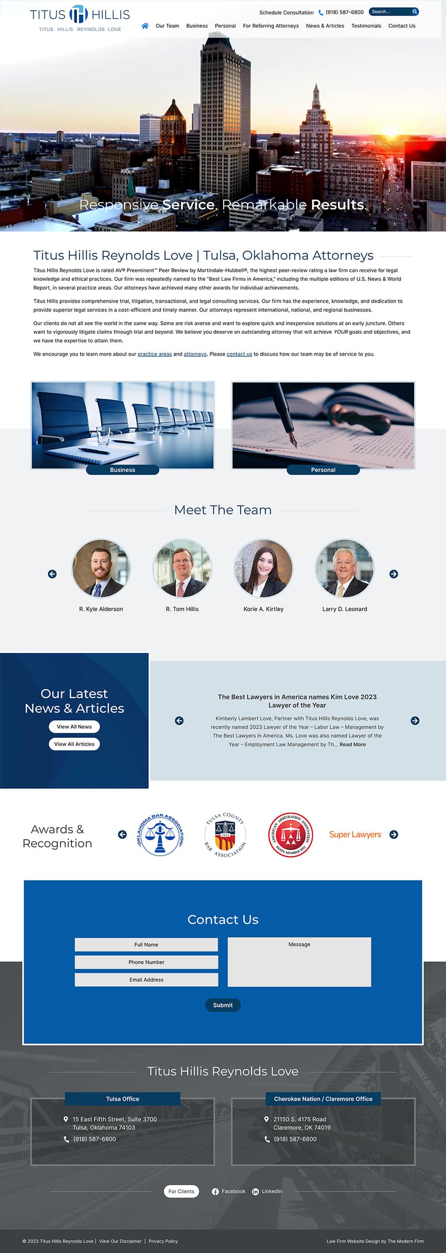 Law Firm Website Design for Titus Hillis Reynolds Love