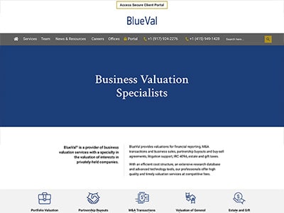 Law Firm Website design for BlueVal Global LLC