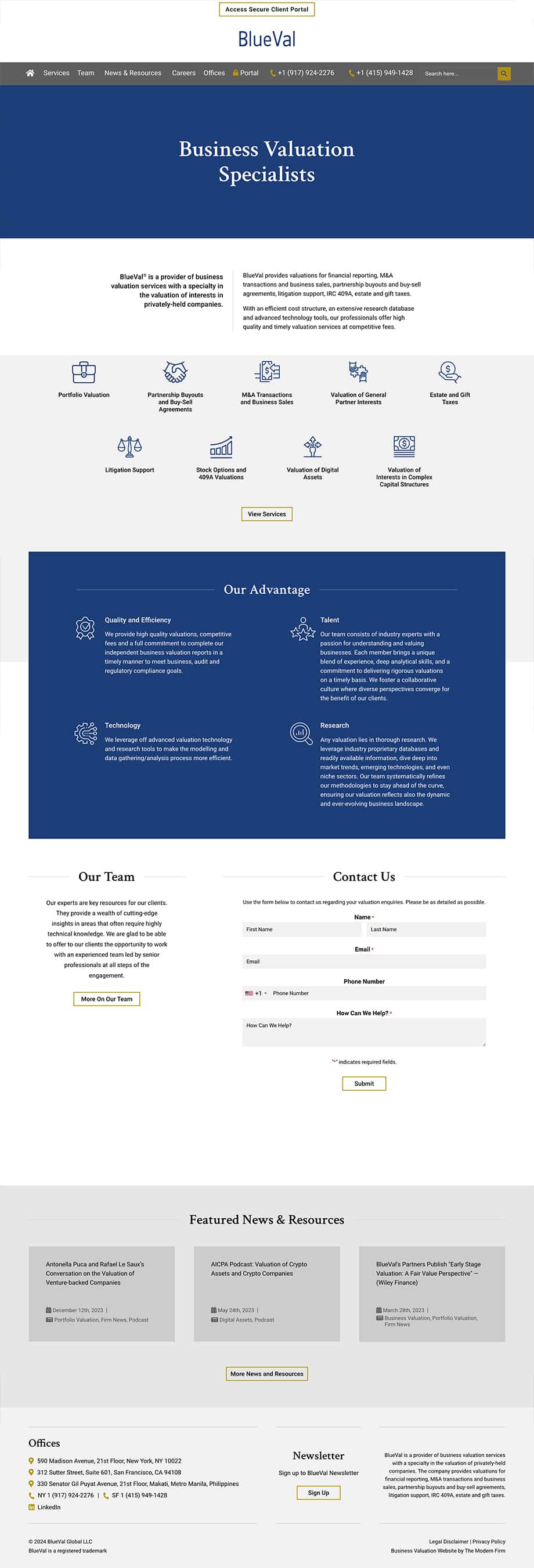 Law Firm Website Design for BlueVal Global, LLC