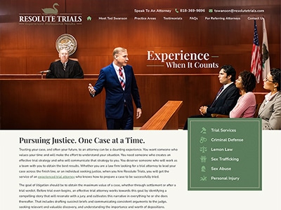 Law Firm Website design for Resolute Trials