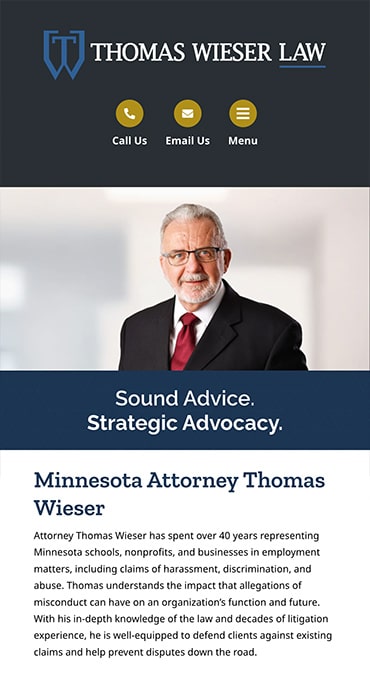 Responsive Mobile Attorney Website for Thomas Wieser Law