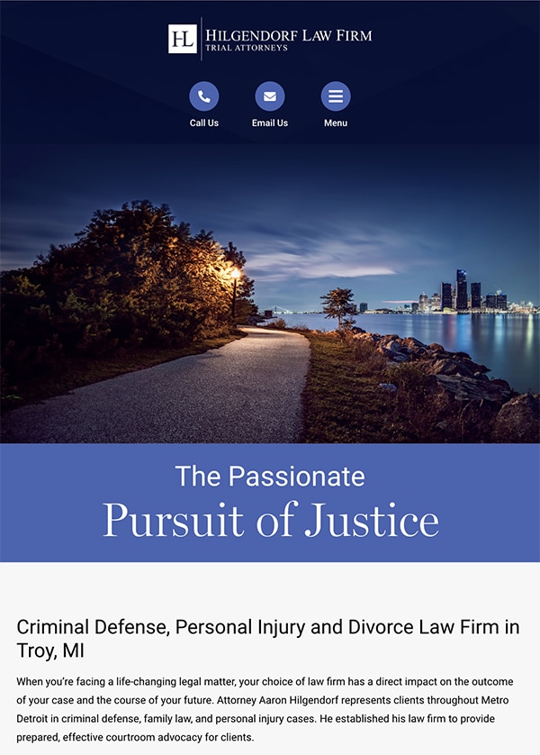 Mobile Friendly Law Firm Webiste for Hilgendorf Law