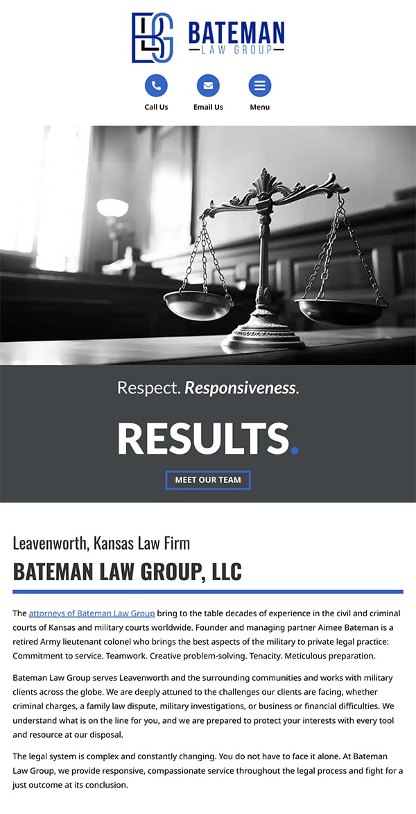 Mobile Friendly Law Firm Webiste for Bateman Law Group