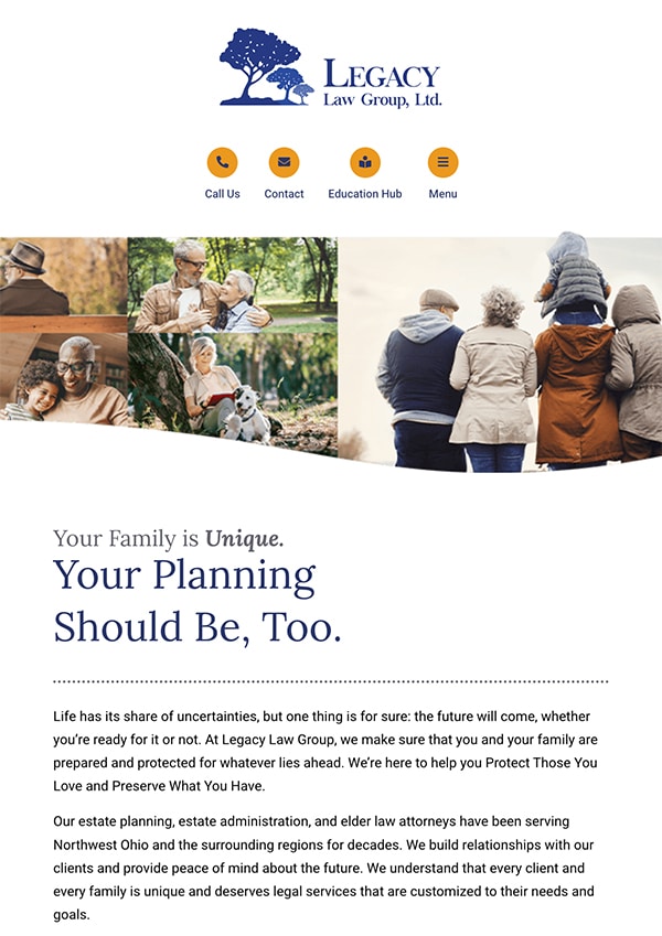 Mobile Friendly Law Firm Webiste for Legacy Law Group, Ltd.