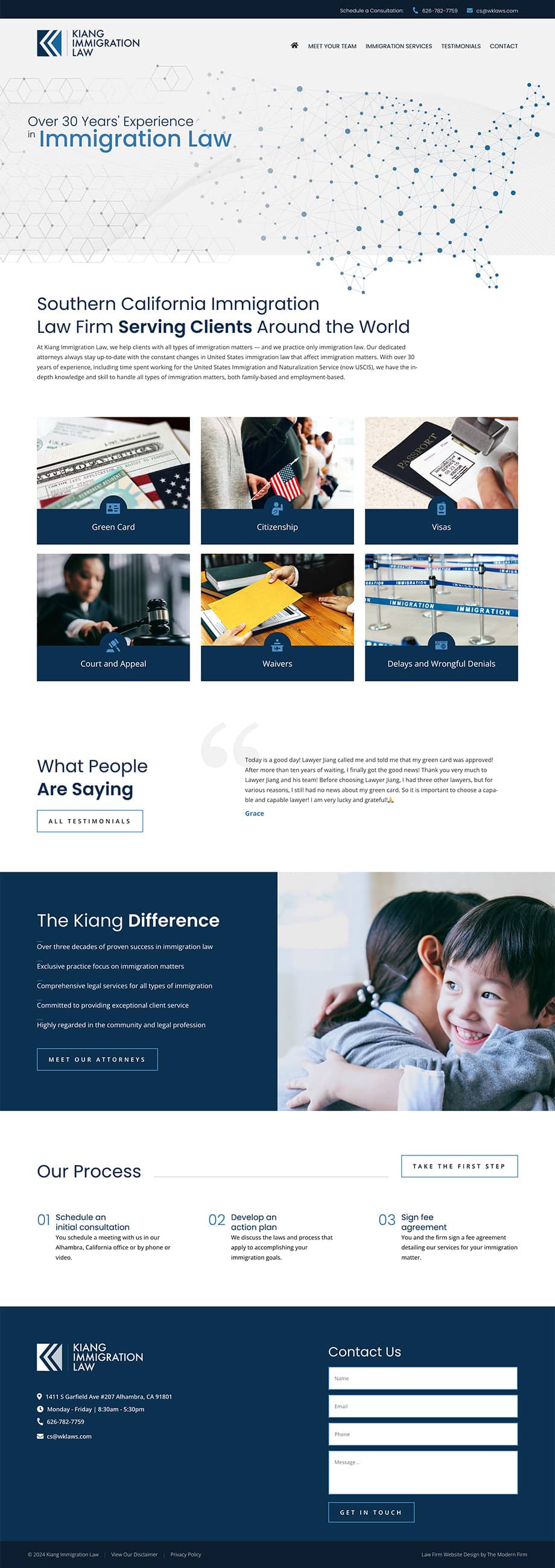 Law Firm Website Design for Kiang Immigration Law