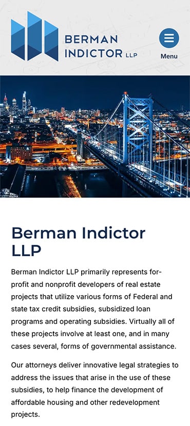 Responsive Mobile Attorney Website for Berman Indictor LLP