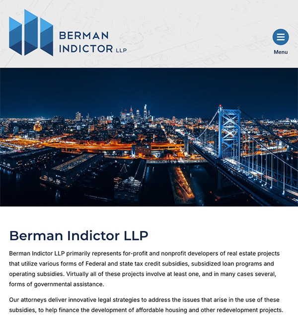 Mobile Friendly Law Firm Webiste for Berman Indictor LLP