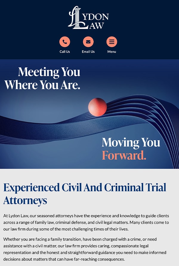 Mobile Friendly Law Firm Webiste for Lydon Law