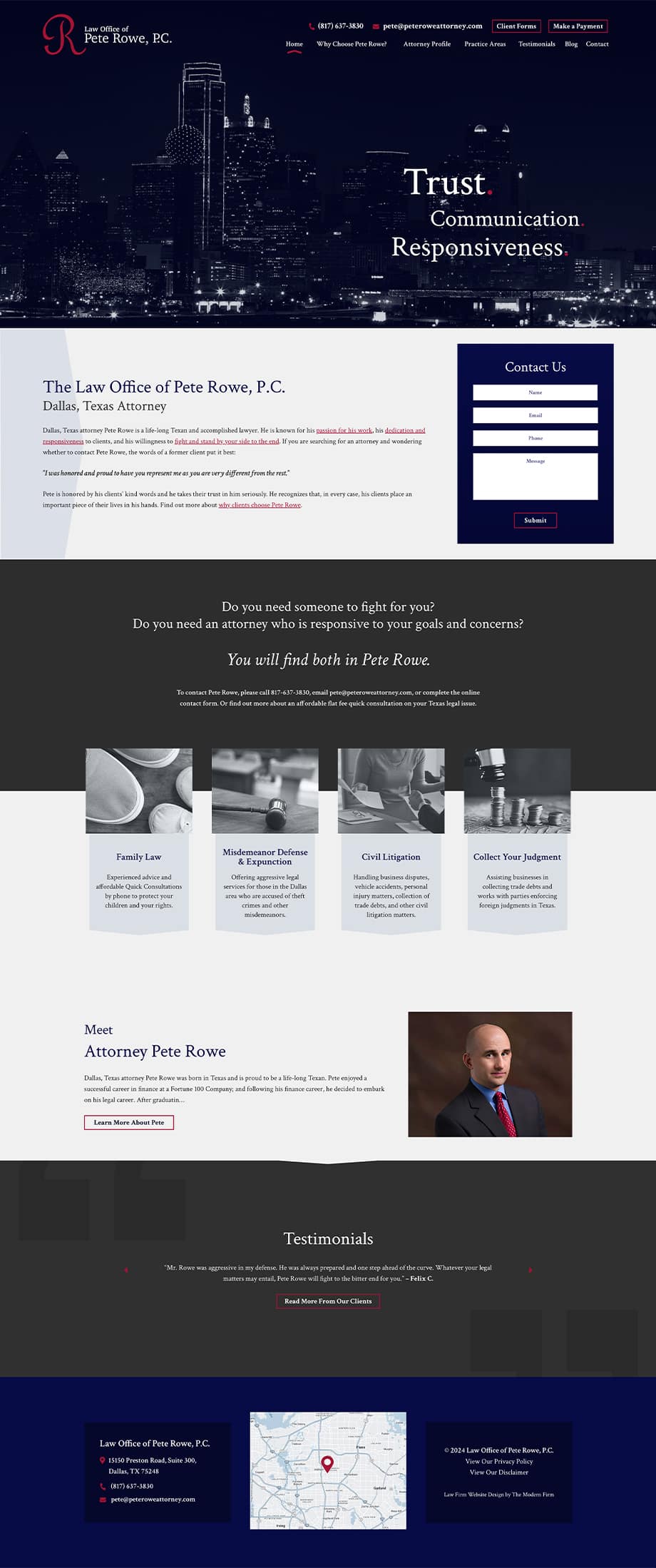 Law Firm Website Design for Law Office of Pete Rowe, P.C.