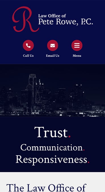 Responsive Mobile Attorney Website for Law Office of Pete Rowe, P.C.