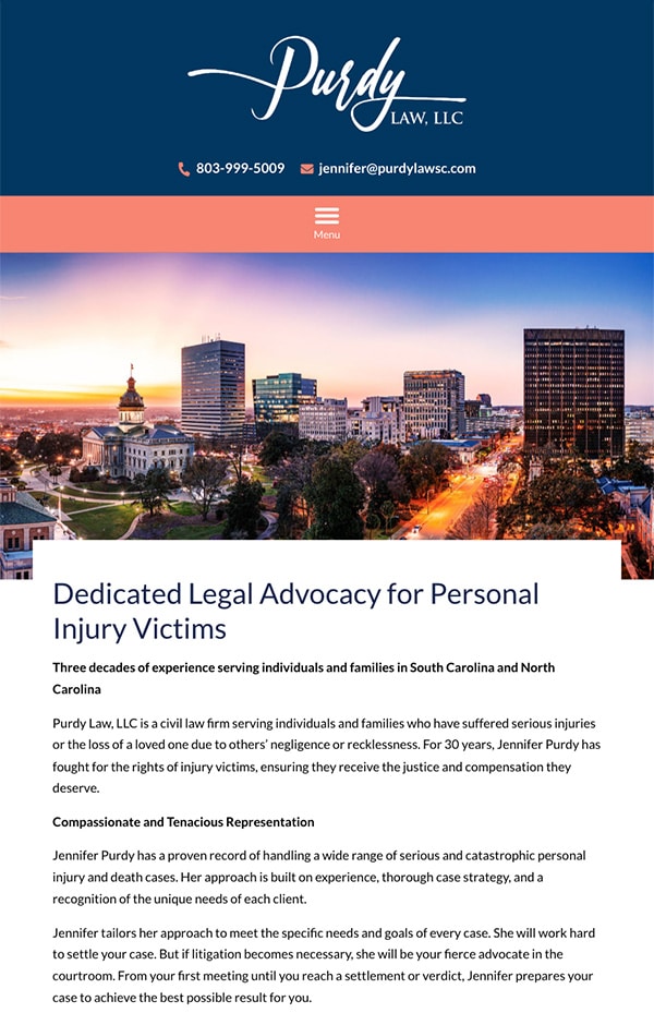 Mobile Friendly Law Firm Webiste for Purdy Law, LLC