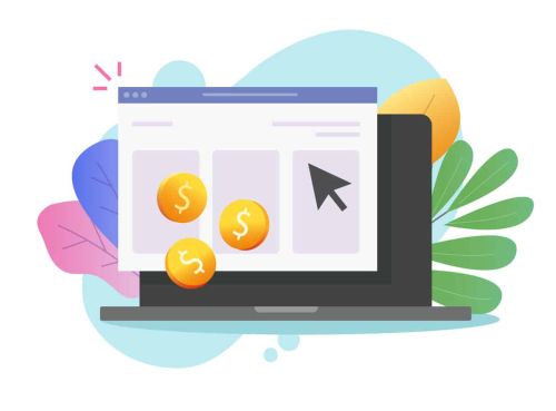 illustration of a computer screen with coins on it – website design to fit my budget concept